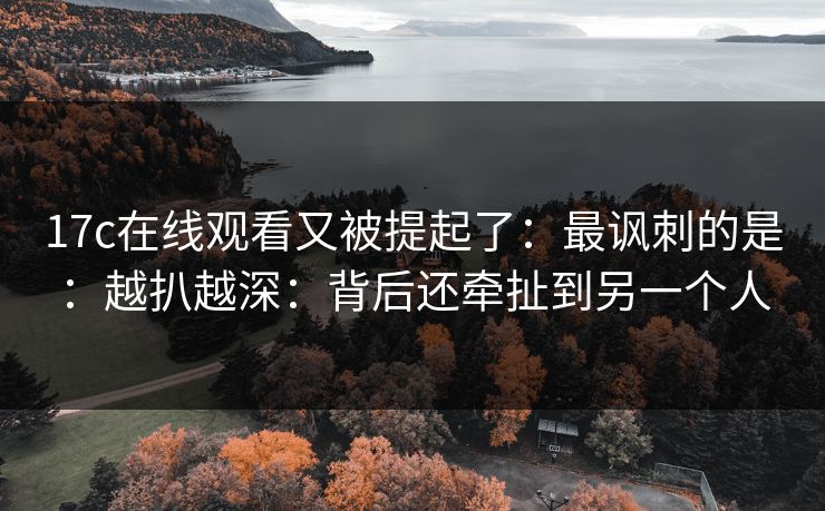 17c在线观看又被提起了：最讽刺的是：越扒越深：背后还牵扯到另一个人