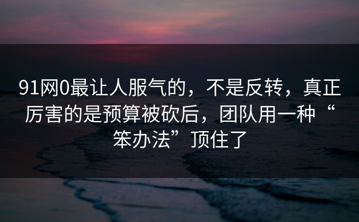 91网0最让人服气的，不是反转，真正厉害的是预算被砍后，团队用一种“笨办法”顶住了