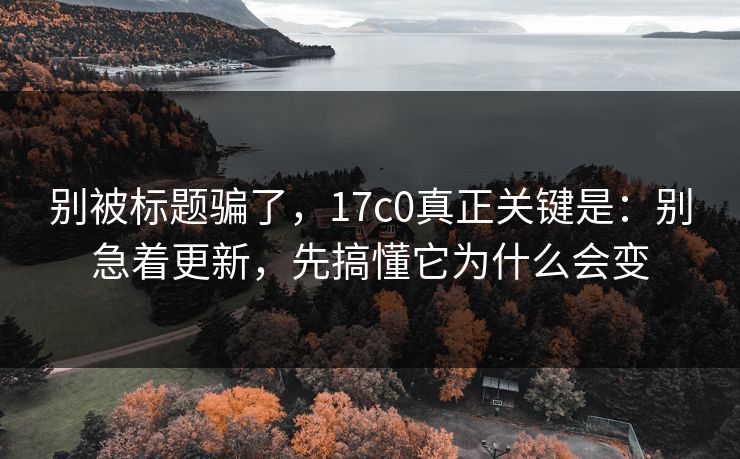 别被标题骗了,17c0真正关键是:别急着更新,先搞懂它为什么会变 别被标题骗了,17c0真正关键是:别急着更新,先搞懂它为什么会变