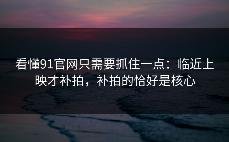 看懂91官网只需要抓住一点：临近上映才补拍，补拍的恰好是核心