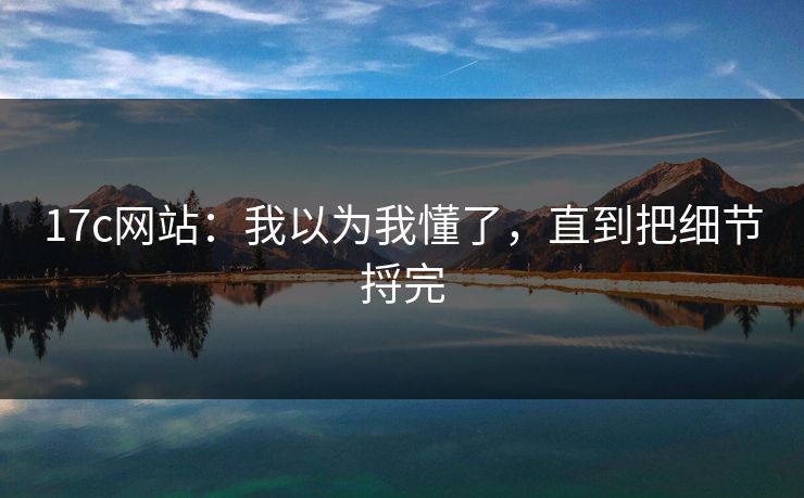 17c网站：我以为我懂了，直到把细节捋完