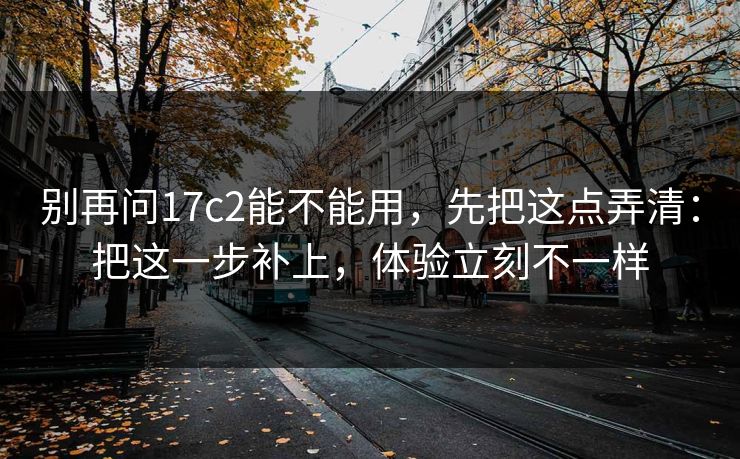 别再问17c2能不能用，先把这点弄清：把这一步补上，体验立刻不一样
