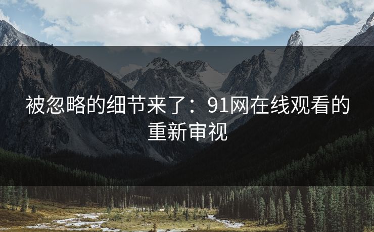 被忽略的细节来了：91网在线观看的重新审视