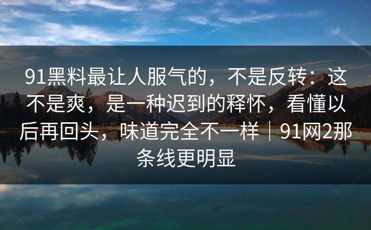 91黑料最让人服气的，不是反转：这不是爽，是一种迟到的释怀，看懂以后再回头，味道完全不一样｜91网2那条线更明显