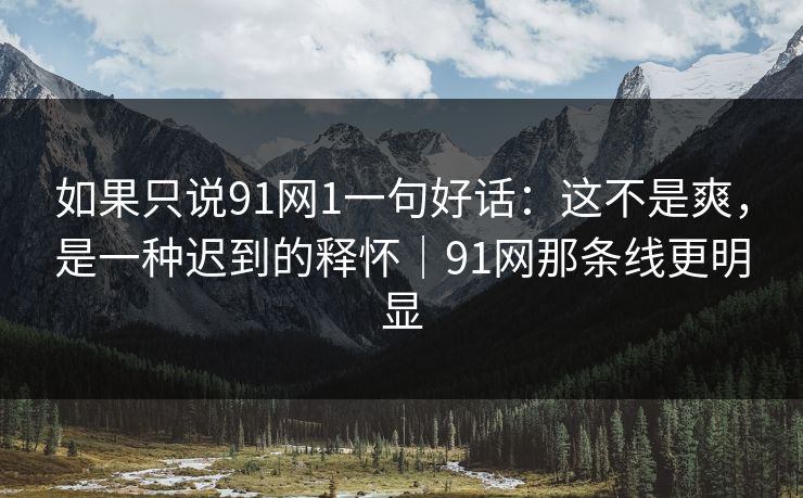 如果只说91网1一句好话：这不是爽，是一种迟到的释怀｜91网那条线更明显