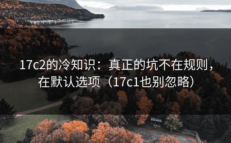 17c2的冷知识：真正的坑不在规则，在默认选项（17c1也别忽略）