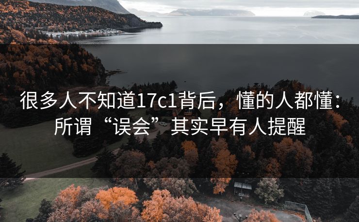 很多人不知道17c1背后，懂的人都懂：所谓“误会”其实早有人提醒