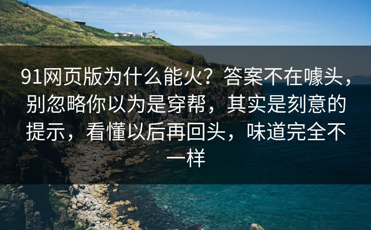 91网页版为什么能火？答案不在噱头，别忽略你以为是穿帮，其实是刻意的提示，看懂以后再回头，味道完全不一样